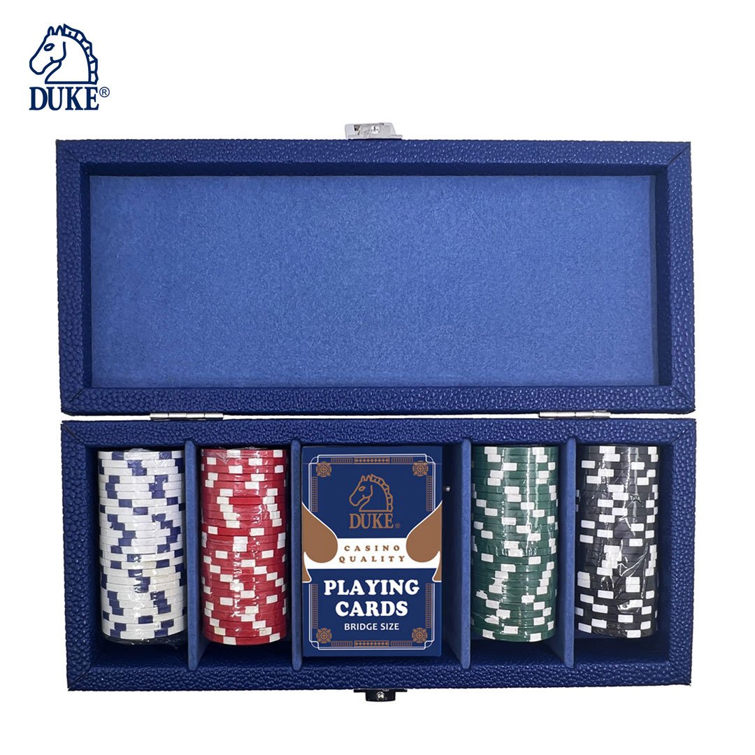 Poker Chip Set in Leather Case - 100 Pieces