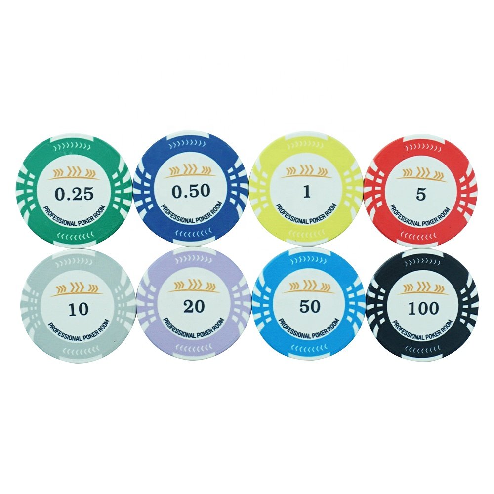 Low moq buy 1pc chips 39mm round design ceramic poker chips 10g with custom wsop design for casino table game