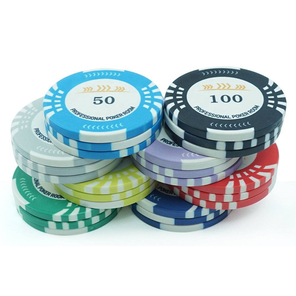 Low moq buy 1pc chips 39mm round design ceramic poker chips 10g with custom wsop design for casino table game