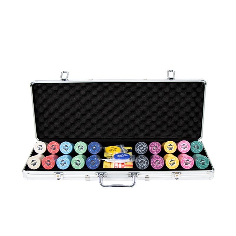 YH 500pcs Set Ceramic Casino Texas Hold'em EPT Poker Chips With Aluminum Box For Sale