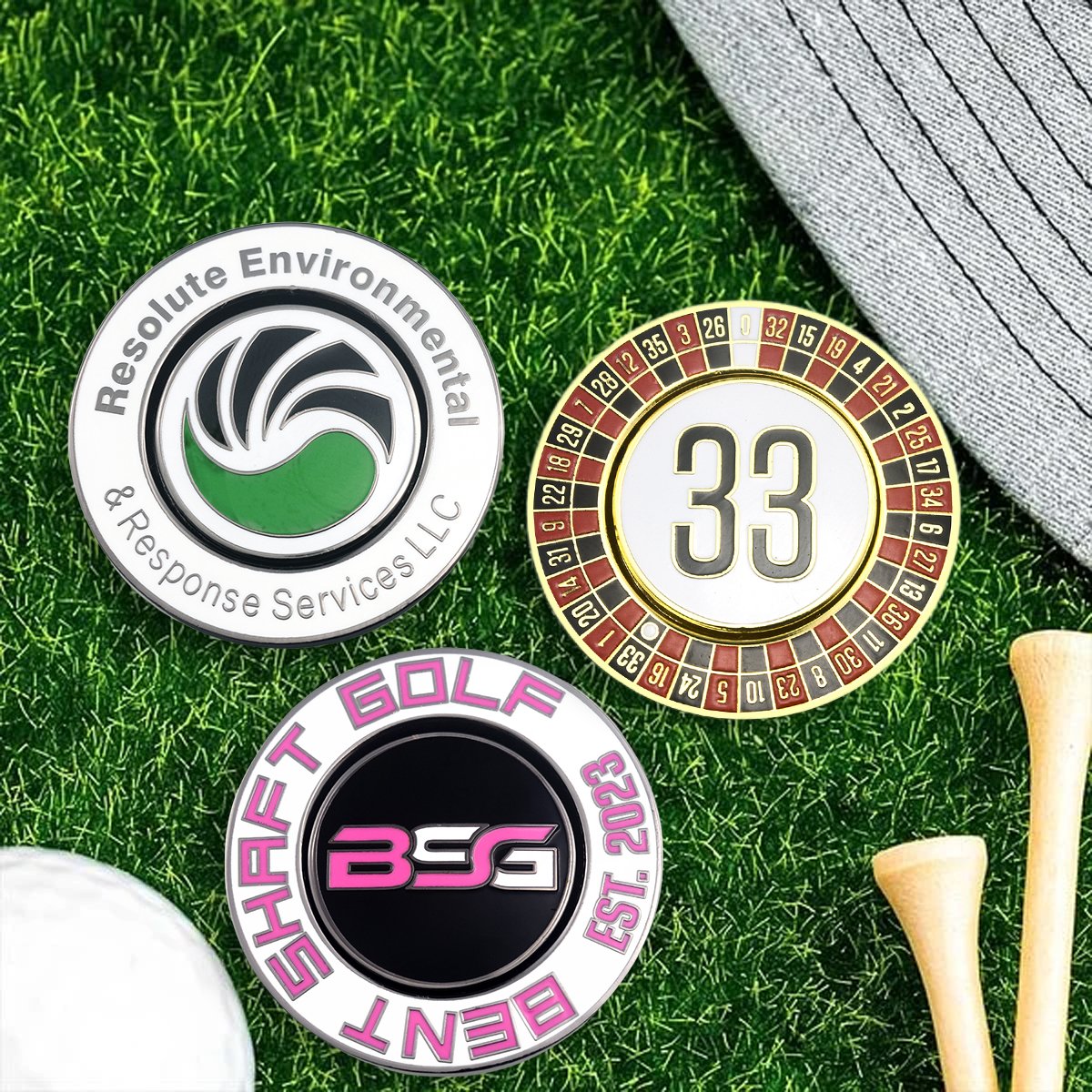 Factory Custom Logo Golf Ball Markers Poker Chip Metal 3D Coin Design Magnetic Golf Ball Marker
