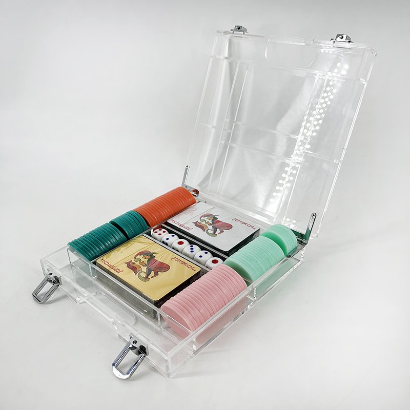 Factory Customize Colorful High-End Acrylic Poker Chips Set Box Poker Game Handle Box