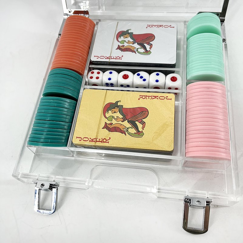 Factory Customize Colorful High-End Acrylic Poker Chips Set Box Poker Game Handle Box