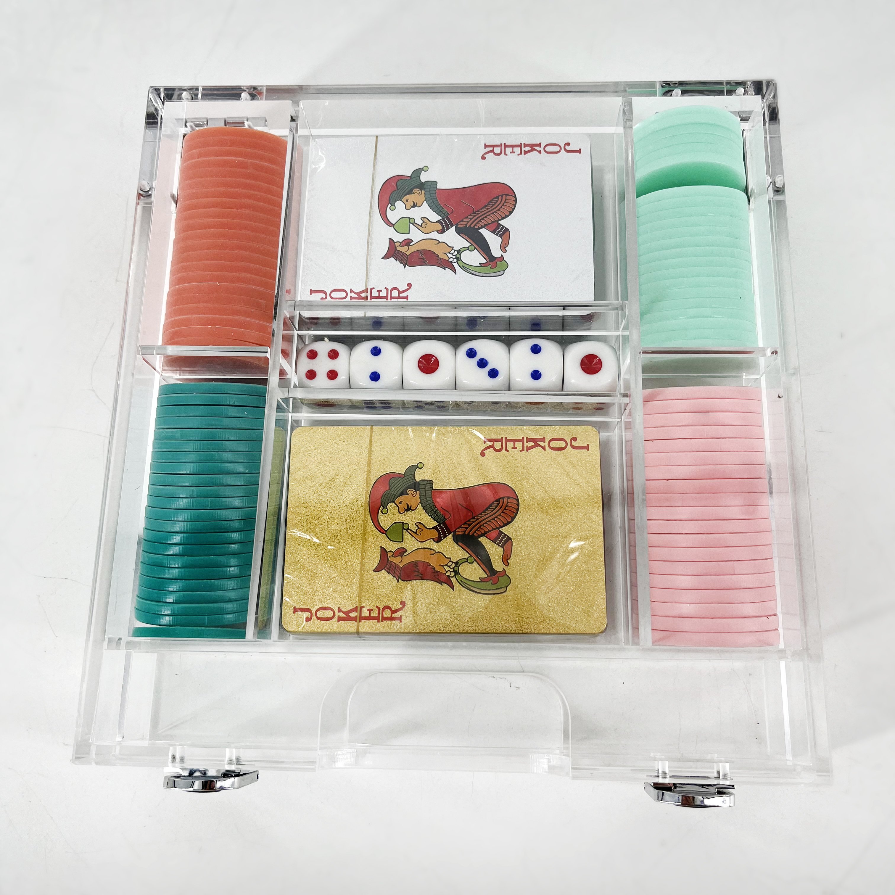 Factory Customize Colorful High-End Acrylic Poker Chips Set Box Poker Game Handle Box