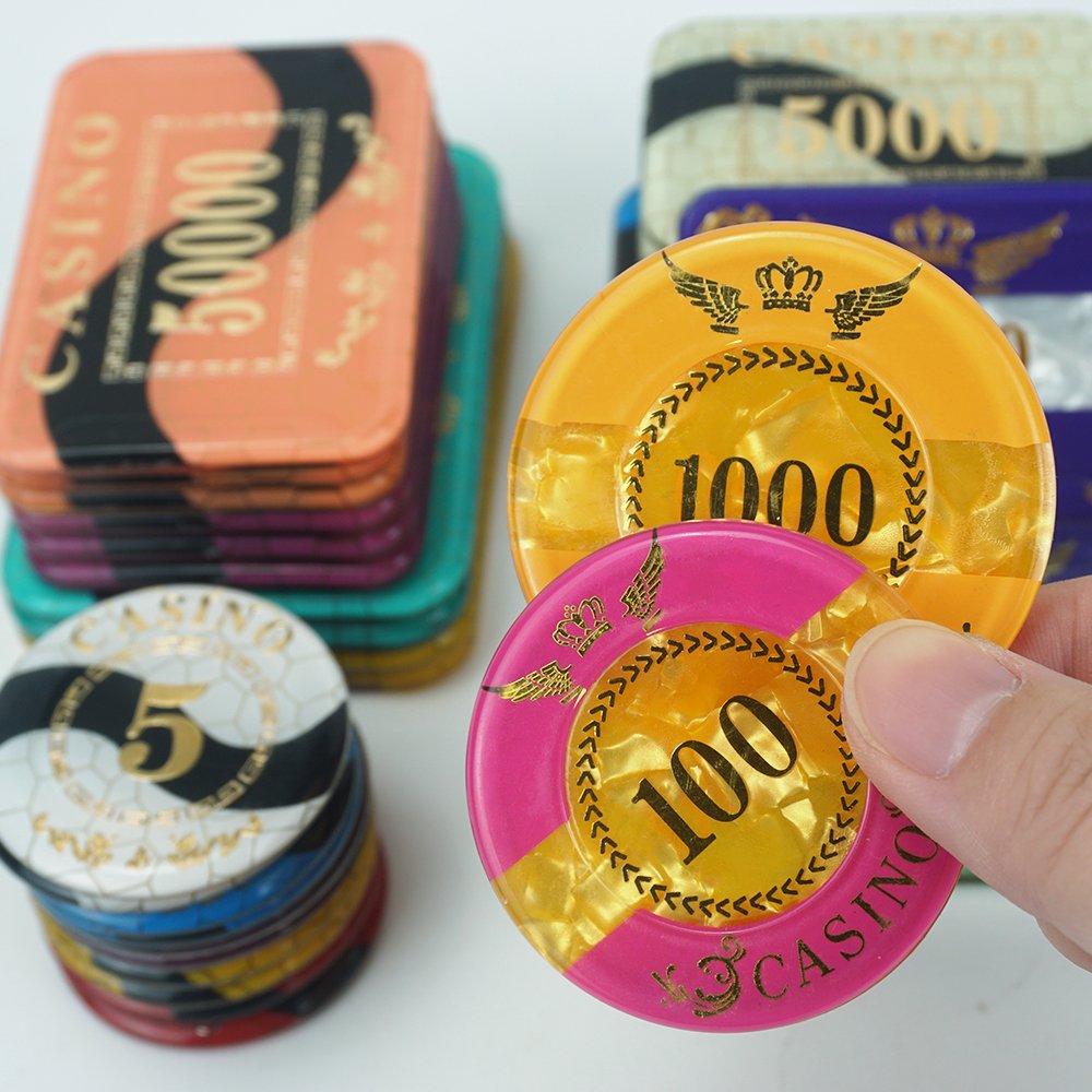Kaile factory acrylic poker chips plaque 68mm 82mm 94mm rectangle uv anti-fake chip with value for casino royale gambling game