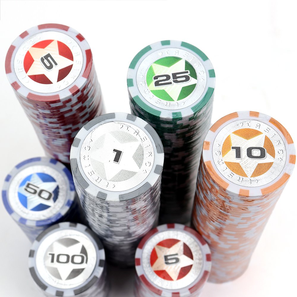 Factory supply 500 clay poker chips with silver aluminum case set include accessories for gambling game