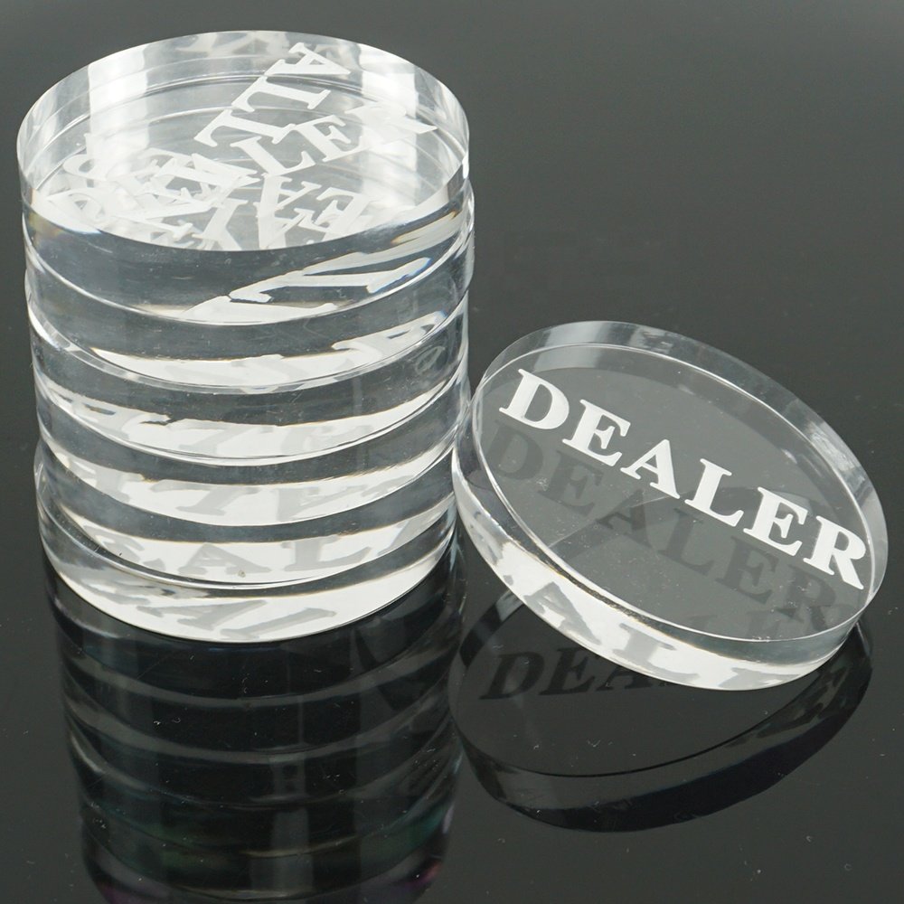 Hot Sale 1 PC Acrylic 58mm Diameter Pressing Transparent Poker Chips Dealer