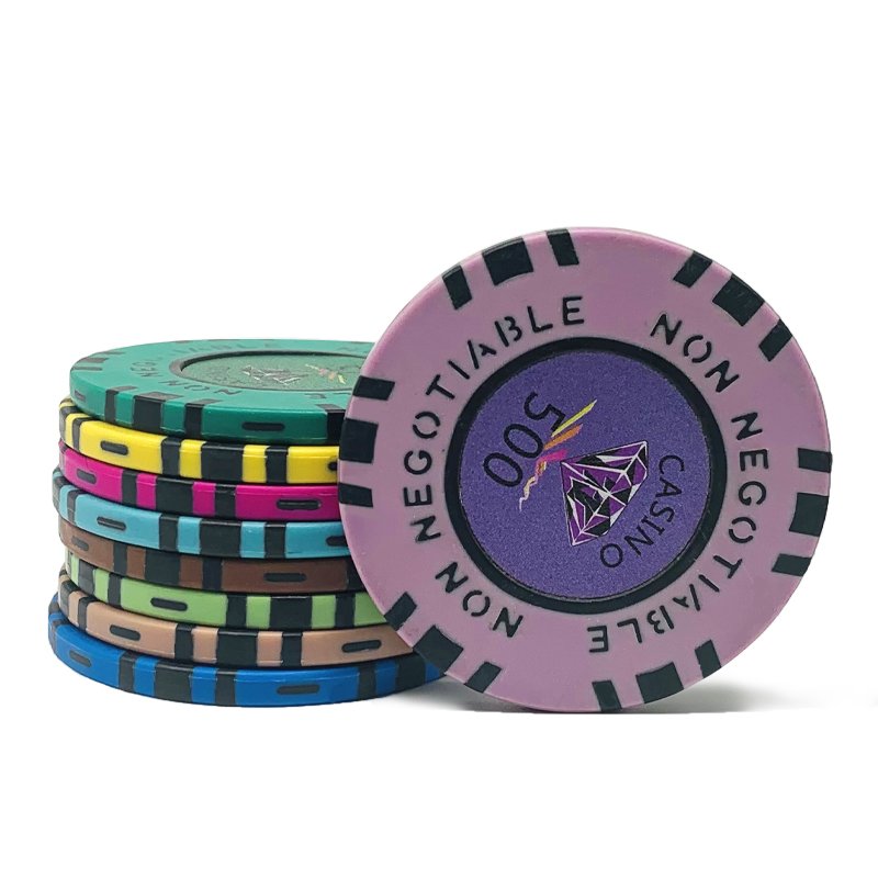 Hot Selling Custom Clay Texas Hold'em Poker Chip Set with Trim Sticker for Casino and Gambling
