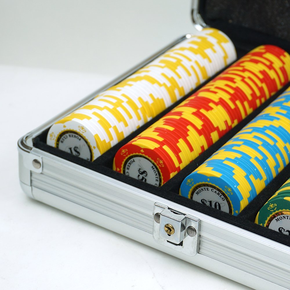Casino equipment Silver Aluminum Case Chip Set 500 Piece Clay ChipsPoker Dealer Button Blackjack Texas Hold'em Poker Chip Set