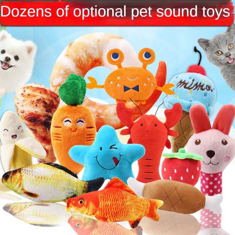 Plush Dog French Bulldog Bite-Resistant Ball Rope Sounding Toy Fruit Cartoon Animal Cat Cat Pet Supplies