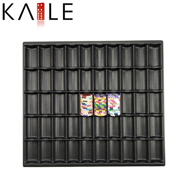 Hot sale black abs plastic poker chip tray 50 rows plate holder 1000pcs 40mm casino ceramic or clay chips from directly factory