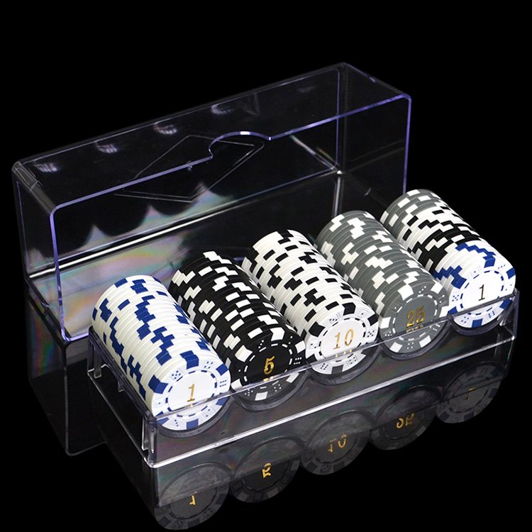 custom logo clear acrylic and aluminum poker chip case with chip tray for 600/1000chips