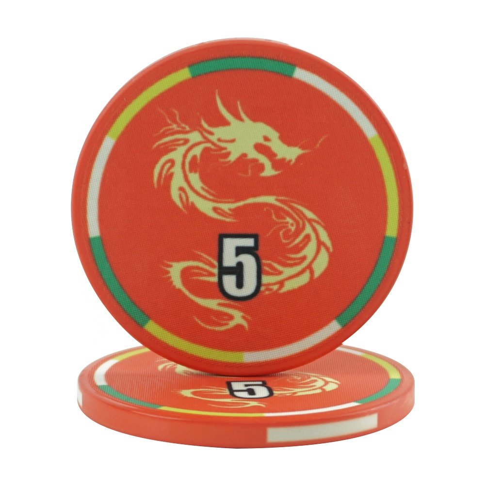 Ceramic casino chips with dragon logo custom poker chips set from manufacturers