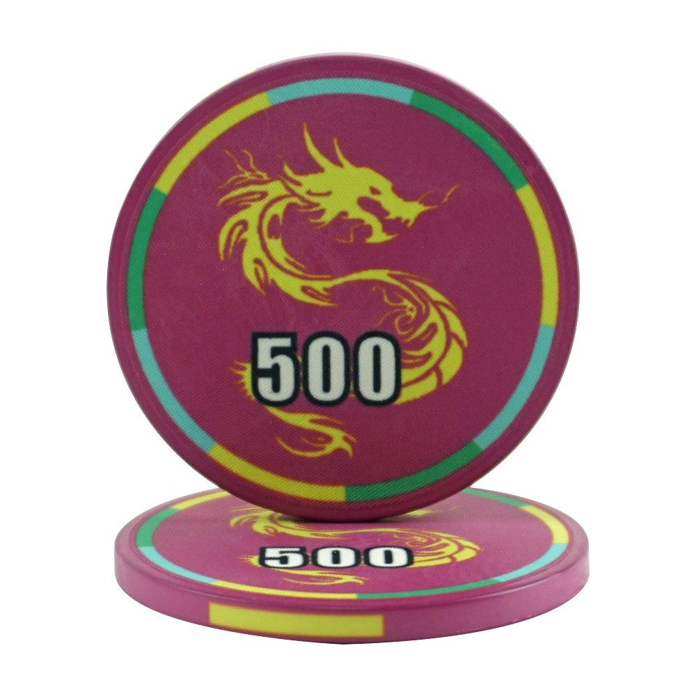 Ceramic casino chips with dragon logo custom poker chips set from manufacturers