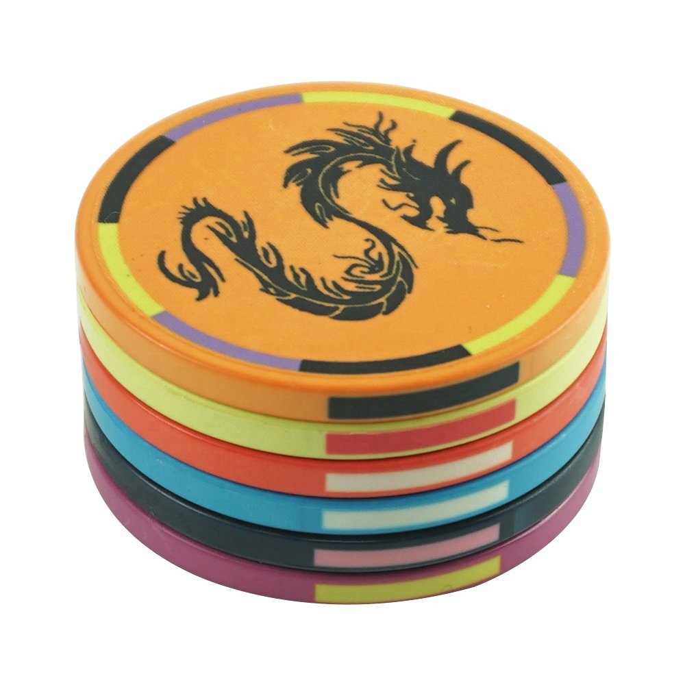 Custermize 39mm cheap ceramic poker chips 10g lucky dragon design from chinese factory for casino grade entertainment products