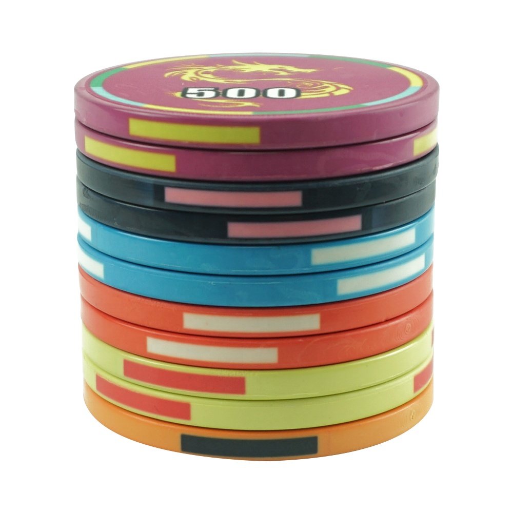 Custermize 39mm cheap ceramic poker chips 10g lucky dragon design from chinese factory for casino grade entertainment products