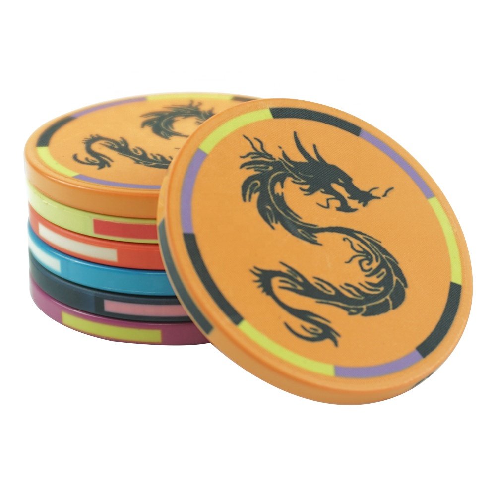 Custermize 39mm cheap ceramic poker chips 10g lucky dragon design from chinese factory for casino grade entertainment products