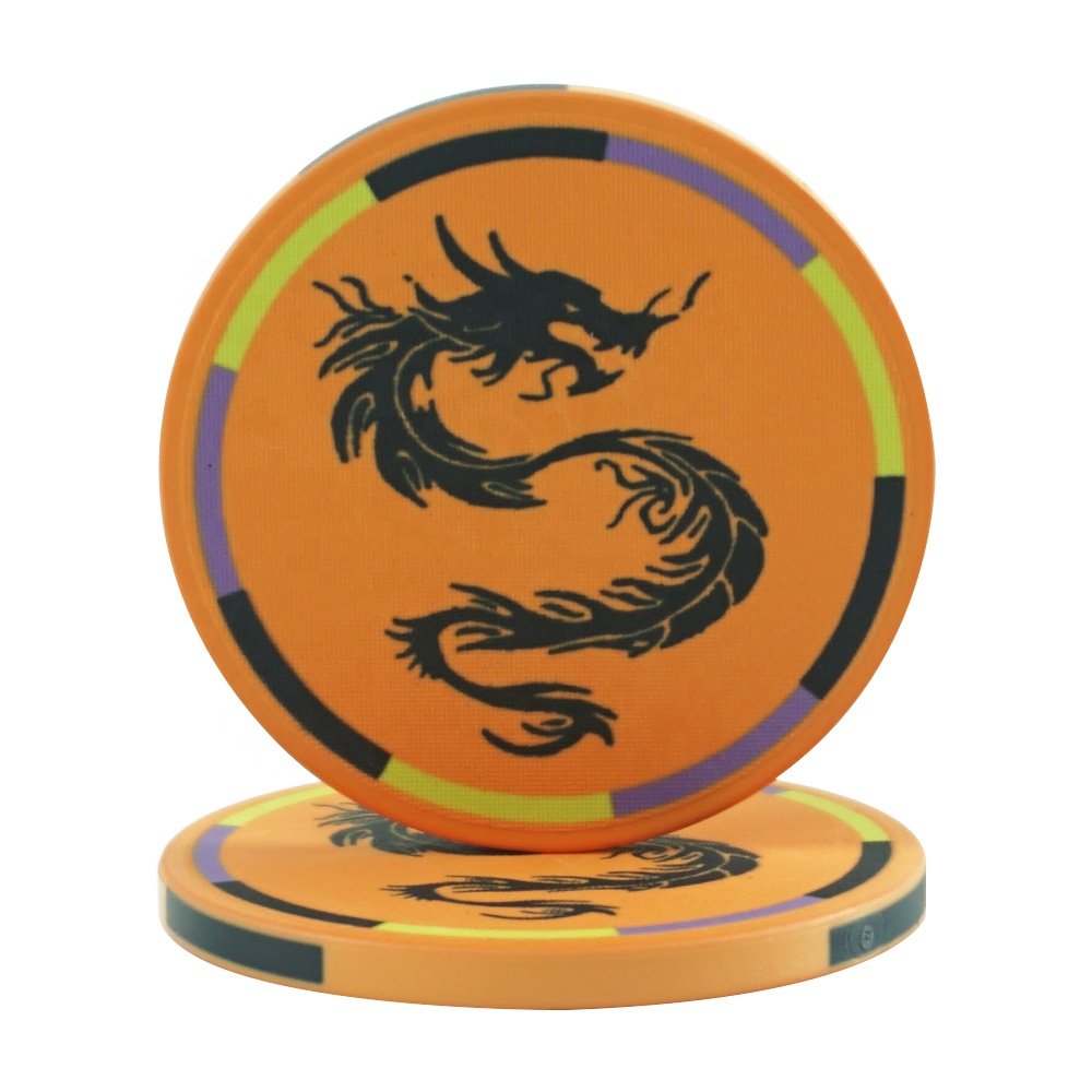 Custermize 39mm cheap ceramic poker chips 10g lucky dragon design from chinese factory for casino grade entertainment products