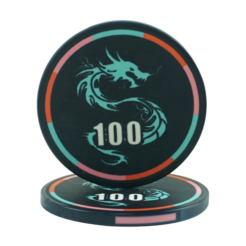 Custermize 39mm cheap ceramic poker chips 10g lucky dragon design from chinese factory for casino grade entertainment products