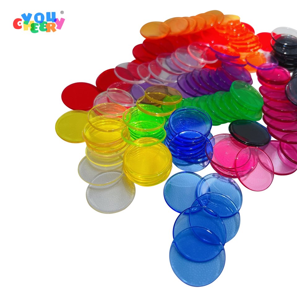 19mm Multi-color Disc Transparent chip Bingo Counting chip ABS Small Disc