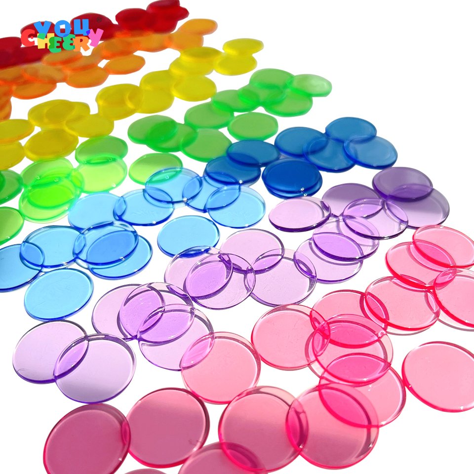 19mm Multi-color Disc Transparent chip Bingo Counting chip ABS Small Disc