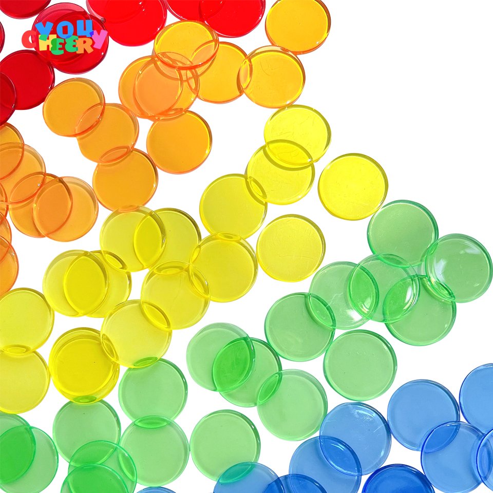19mm Multi-color Disc Transparent chip Bingo Counting chip ABS Small Disc