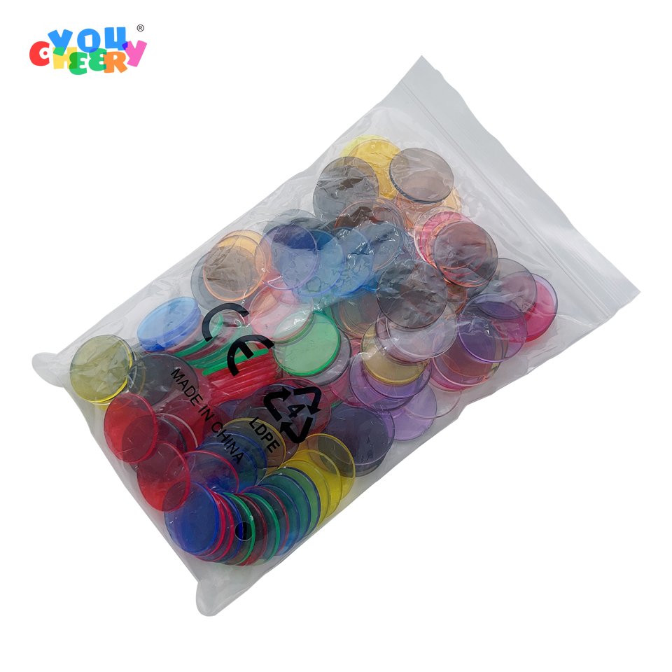 19mm Multi-color Disc Transparent chip Bingo Counting chip ABS Small Disc