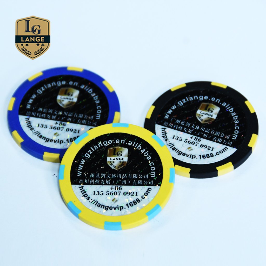 Factory Create Two Tone Poker Chips Big Sticker Junket Chips Clay Poker Chip