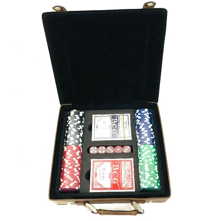 Professional playing card game gift deluxe gambling custom texas hold 100 poker chips set