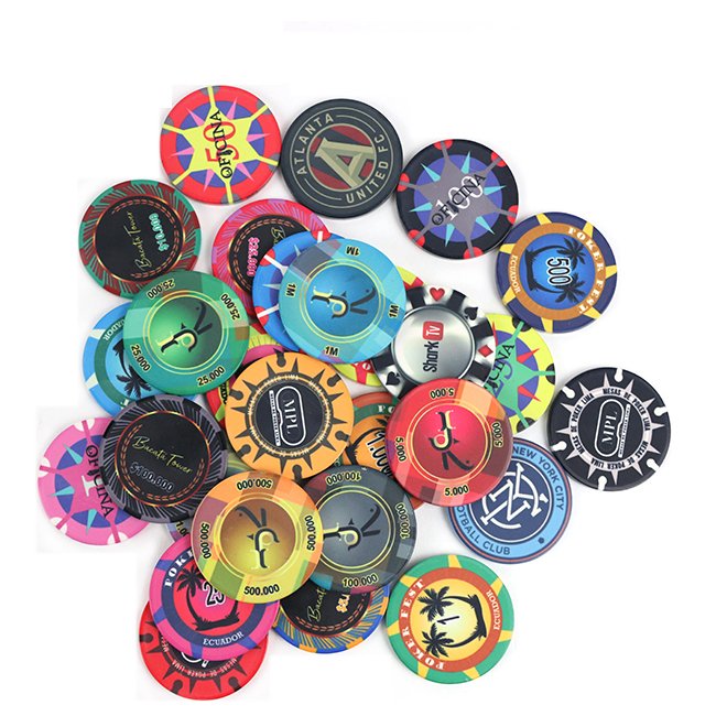 Good Quality Designed Printing Custom Ceramic Coin Inlay Poker Chip in Size 43mm*3.5mm of 12g Per Piece Keramik Pokerchips