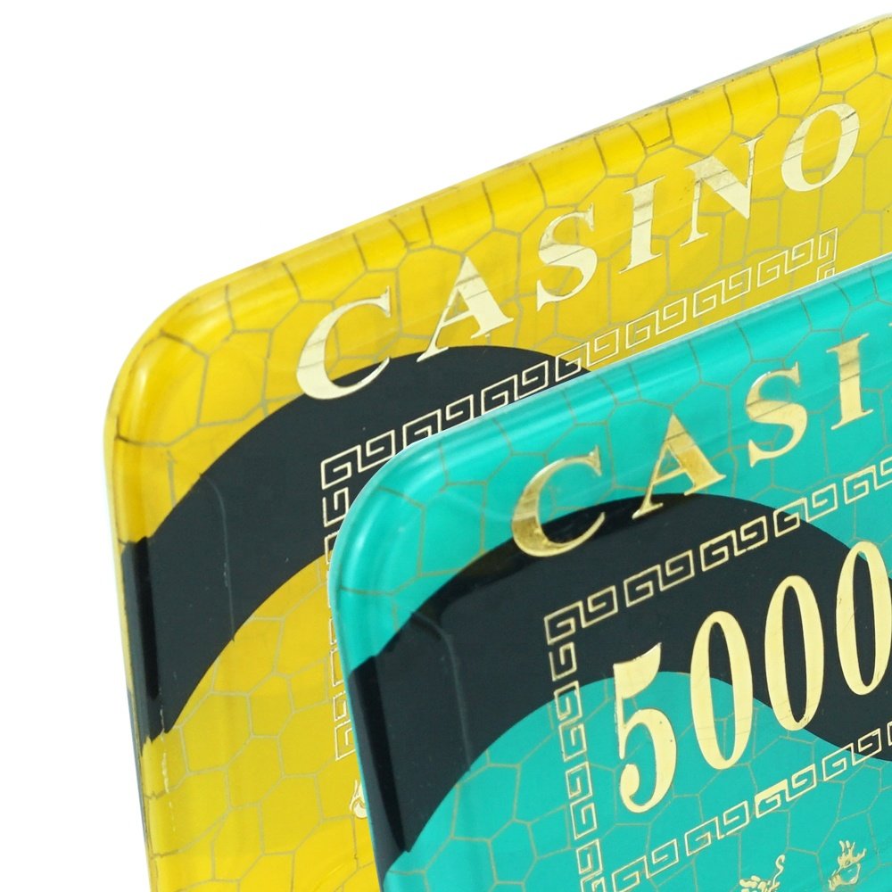 Kaile factory acrylic poker chips plaque 68.5mm 80.5mm 94.5mm length chips with value for casino table game