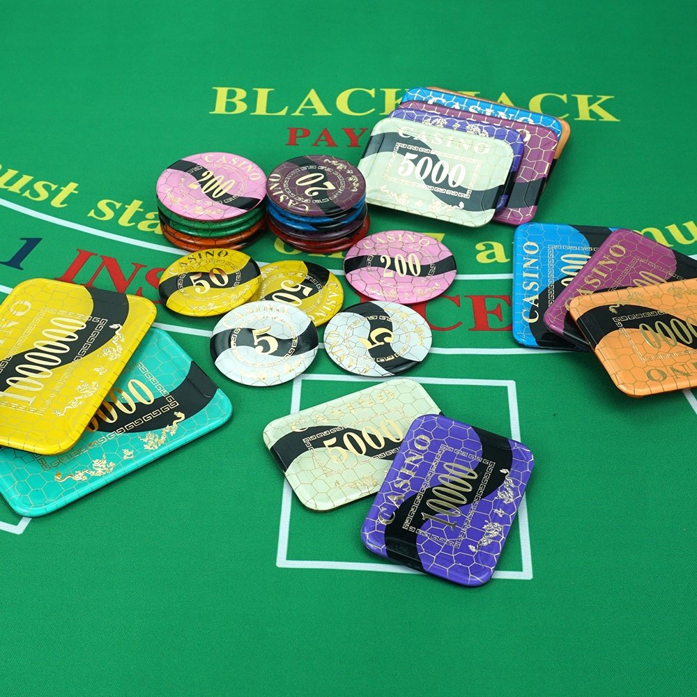 Kaile factory acrylic poker chips plaque 68.5mm 80.5mm 94.5mm length chips with value for casino table game