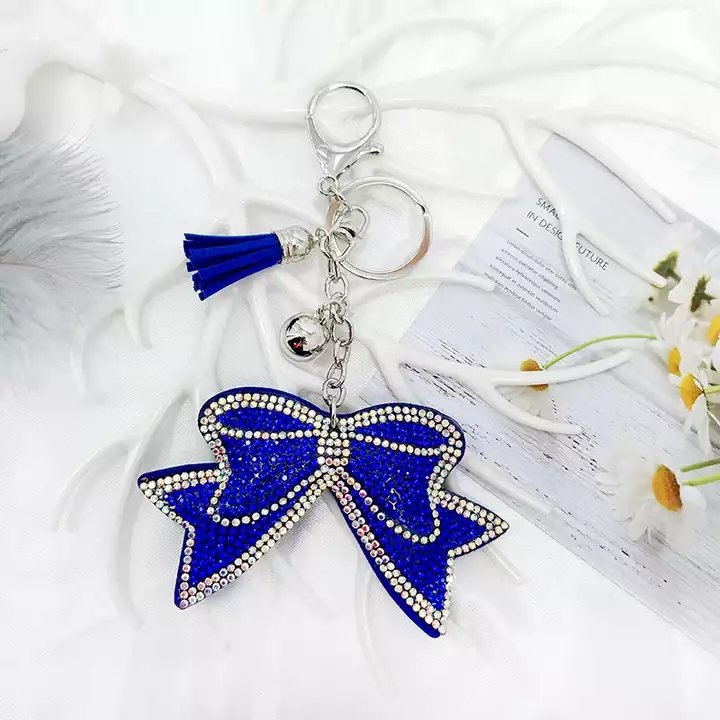 Cute Mermaid Bling Bling Rhinestone Keychain Bag Pendant Diamond Velvet Lady Mermaid Key Chain Metal Keychain