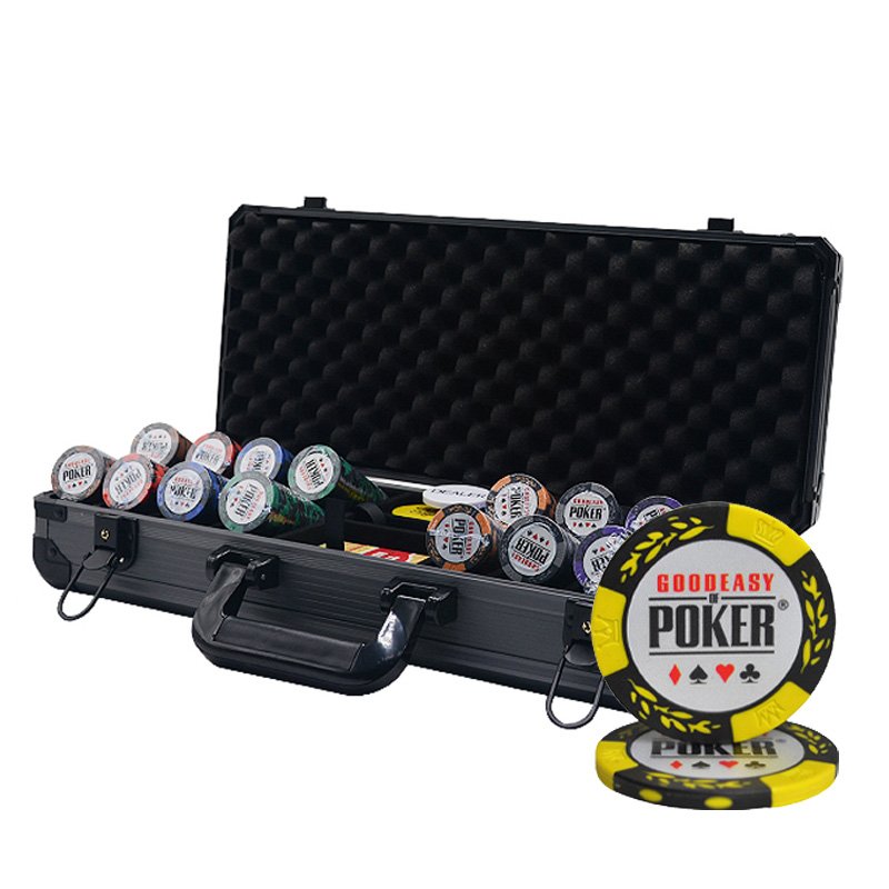 400PCS/Set New Casino Texas Hold'em clay Chips set Sticker Poker Chip Set with Thicken Aluminum Box