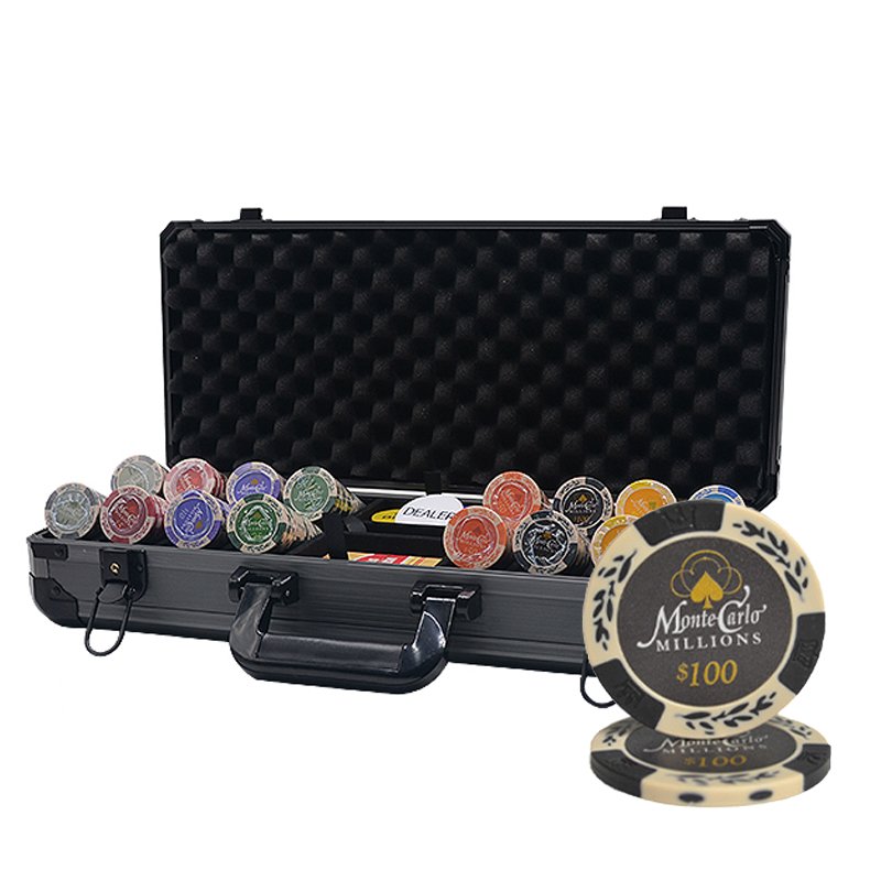 400PCS/Set New Casino Texas Hold'em clay Chips set Sticker Poker Chip Set with Thicken Aluminum Box