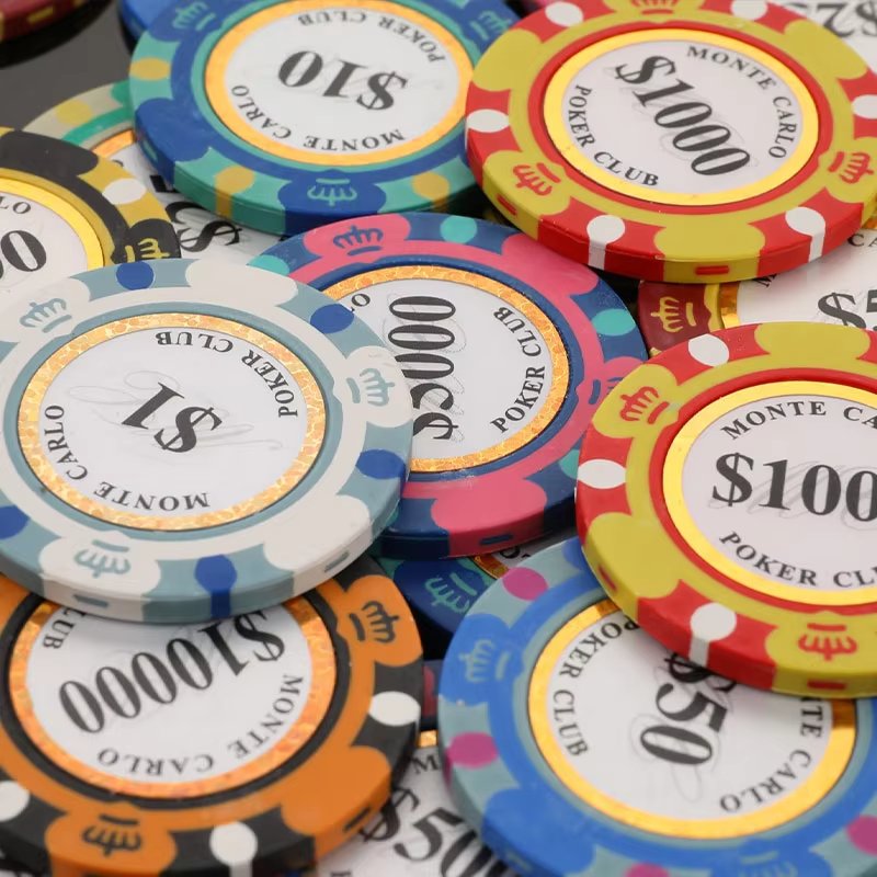 Clay Poker Chip Set Casino Coins Poker 40mm Metal 14g Entertain Casino Coins Monte Carlo Chips Poker Club Accessories