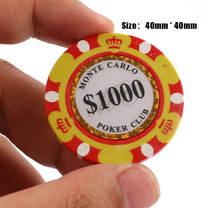 Clay Poker Chip Set Casino Coins Poker 40mm Metal 14g Entertain Casino Coins Monte Carlo Chips Poker Club Accessories