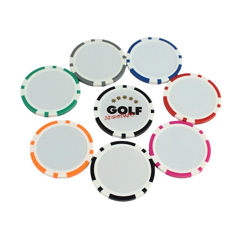 Personalized full color logo 40mm diameter poker chip golf ball marker