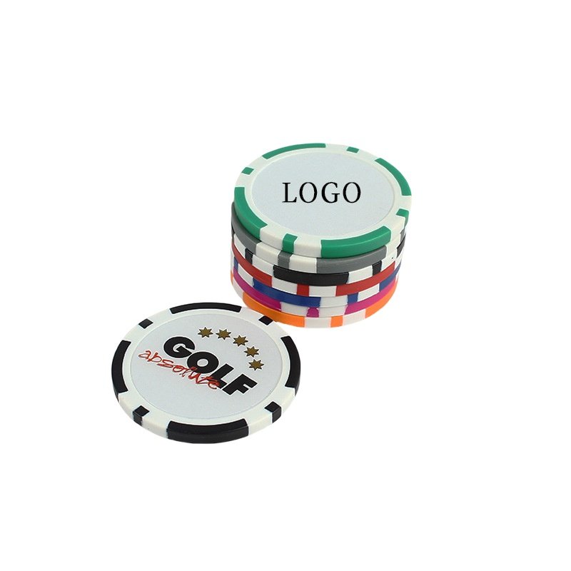 Personalized full color logo 40mm diameter poker chip golf ball marker