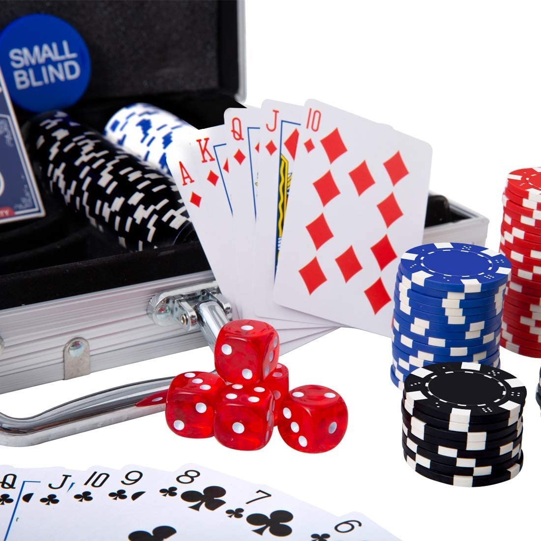 hot sales aluminum case chips for texas hold em blackjack gambling clay poker chips set