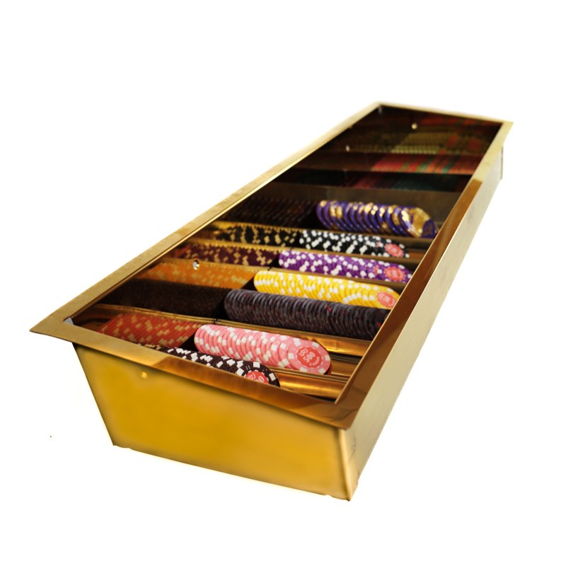 Casino Baccarat Titanium Alloy Poker Chip Holder Metal Golden Poker Chip Tray With Lid And Lock