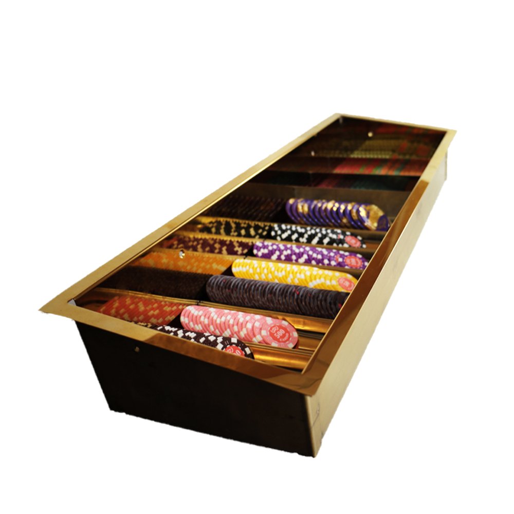 Casino Baccarat Titanium Alloy Poker Chip Holder Metal Golden Poker Chip Tray With Lid And Lock
