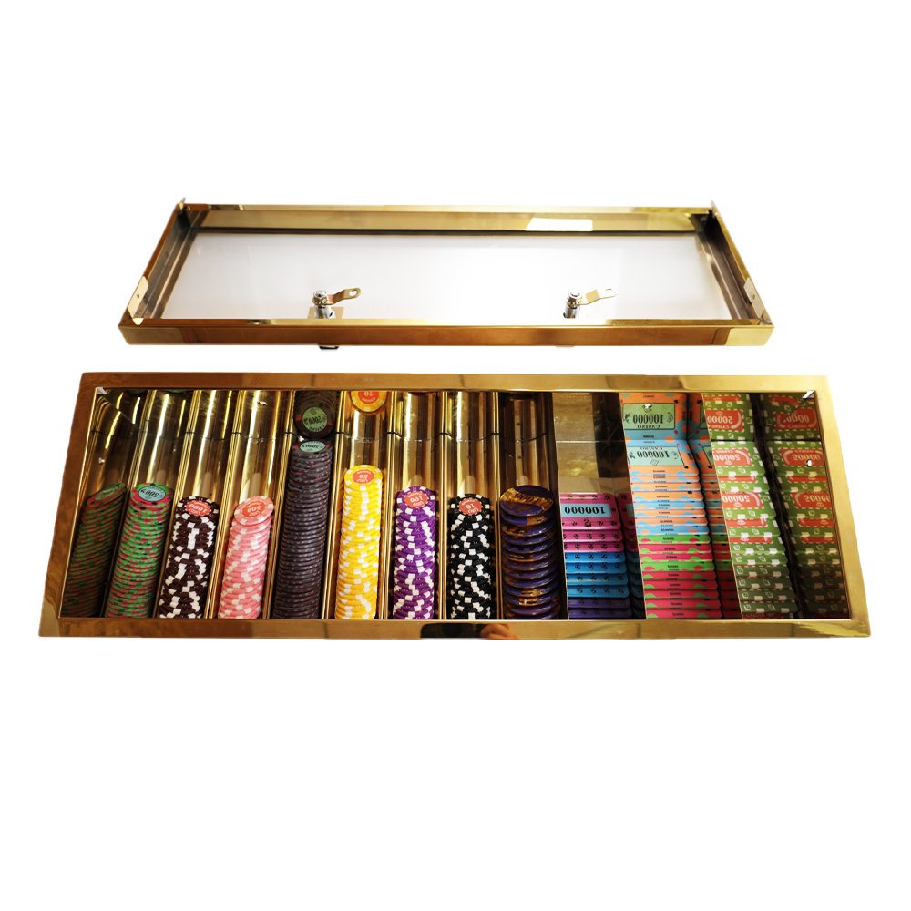 Casino Baccarat Titanium Alloy Poker Chip Holder Metal Golden Poker Chip Tray With Lid And Lock