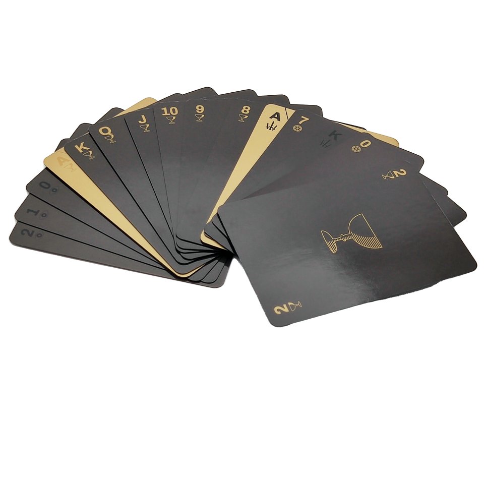 Custom High Quality Delicately Shrink Wrapped Packaging Black Sliver And Gold Edge Poker Us Playing Cards
