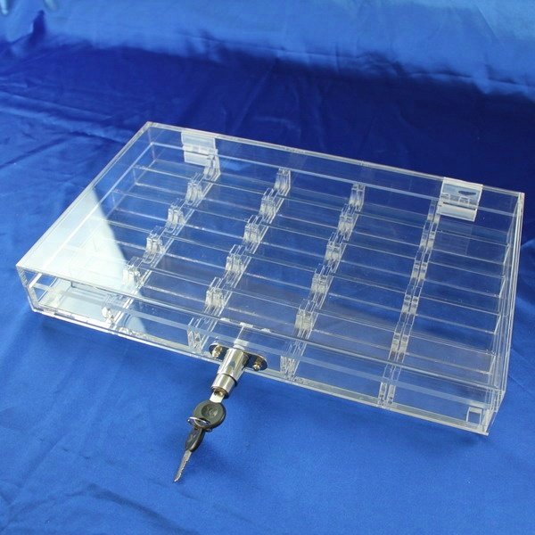 Texas Poker Accessories High Quality 600PCS Casino Acrylic Transparent Poker Chips Game Tray Box Case With Lock
