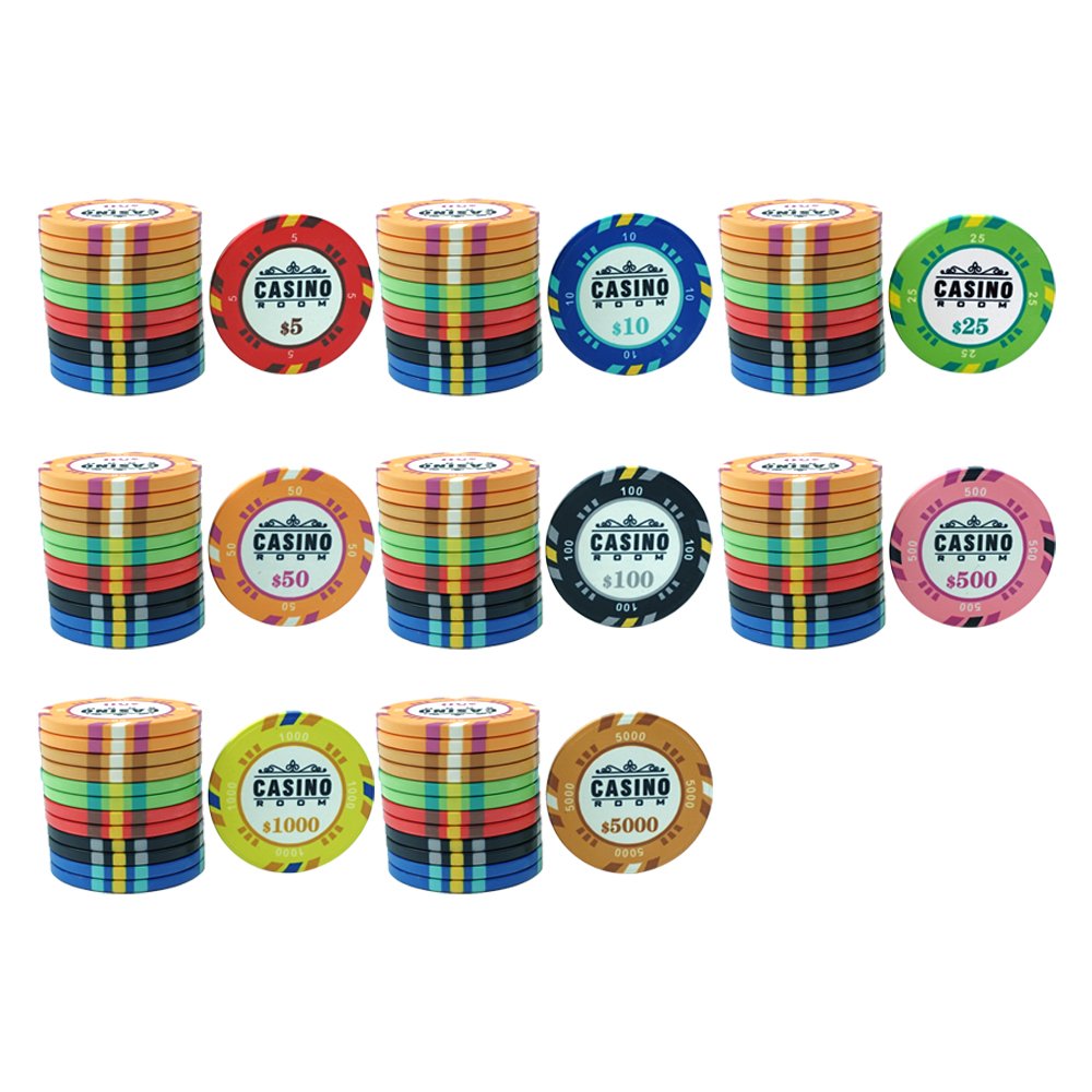 39mm 10 grams Ceramic Poker Chips Set In China With US Dollar Value and Various Colors For Choose