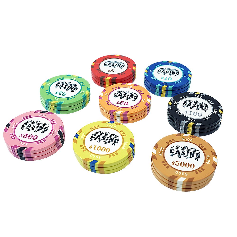 39mm 10 grams Ceramic Poker Chips Set In China With US Dollar Value and Various Colors For Choose