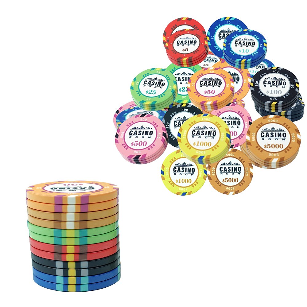 39mm 10 grams Ceramic Poker Chips Set In China With US Dollar Value and Various Colors For Choose