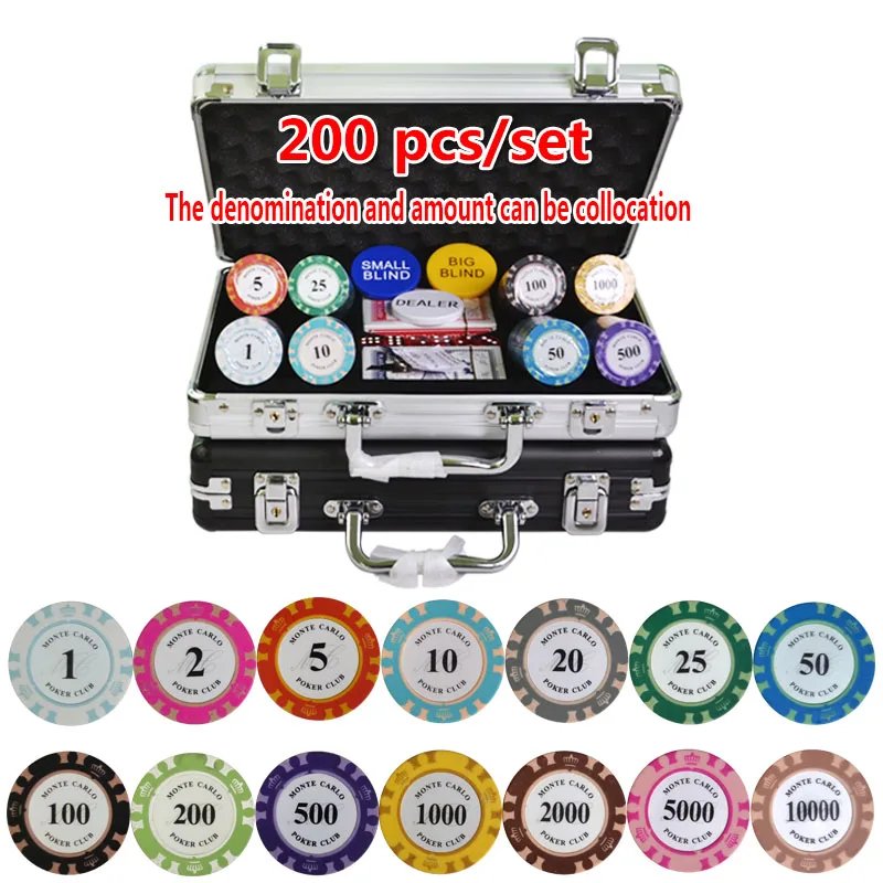 100-500PCS/SET Poker Chips Sets, Poker Chips Colorful Clay Crown Casino Chips Texas Hold'em Poker Sets With Aluminum suitcase