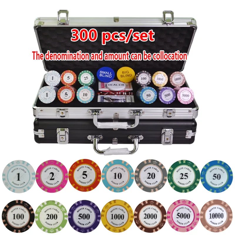 100-500PCS/SET Poker Chips Sets, Poker Chips Colorful Clay Crown Casino Chips Texas Hold'em Poker Sets With Aluminum suitcase